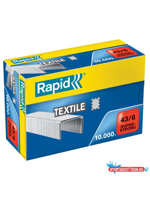 Rapid 43/6 SUPERSTRONG textil tűzőkapocs, 10000db/doboz