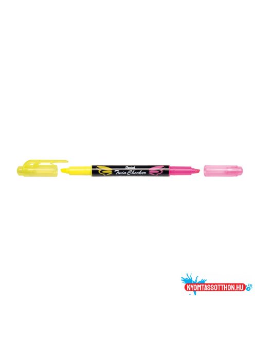 Szövegkiemelő kétvégű 1/3,5mm, vágott hegyű, Pentel sárga/pink