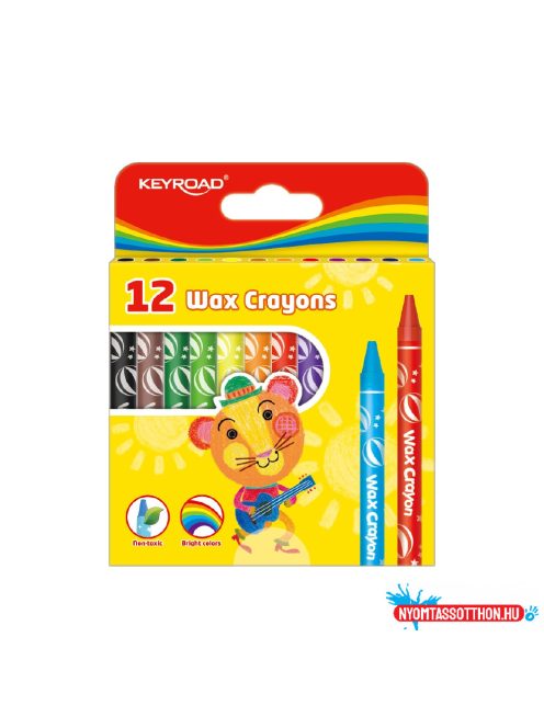 Zsírkréta készlet 8x90mm 12 db/bliszter Keyroad Wax Crayon vegyes színek