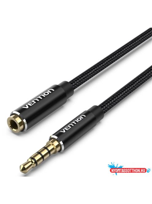 VENTION Szövet TRRS 3.5mm M to 3.5mm FeM Audio Hossz. kábel  5M Black