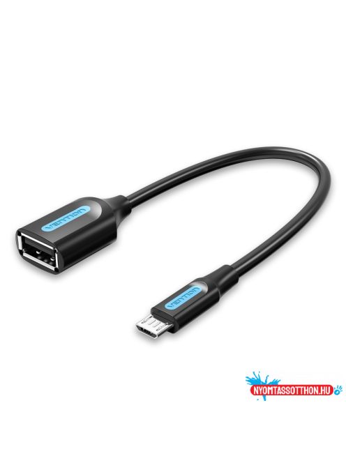 Vention micro USB-B 2.0/M ->  USB-A/F, 0,15m, (OTG, fekete, PVC), kábel