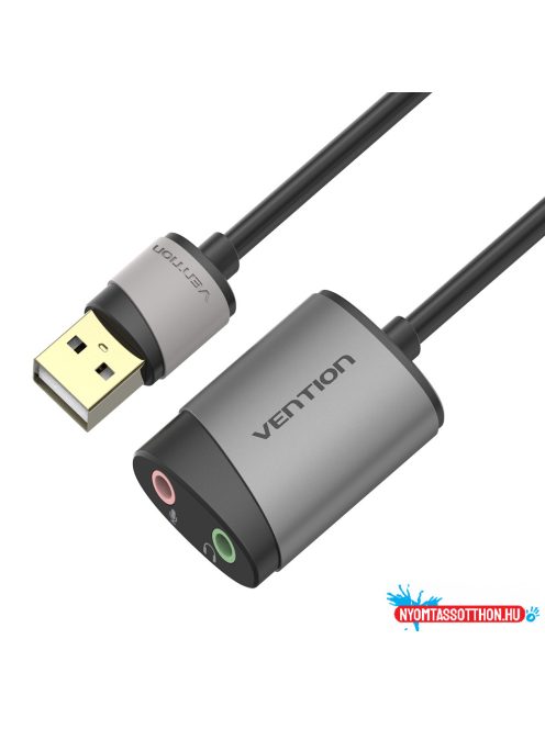 Vention USB 2.0 -> 3,5mm/F (külső, szürke), 0,15m,  hangkártya