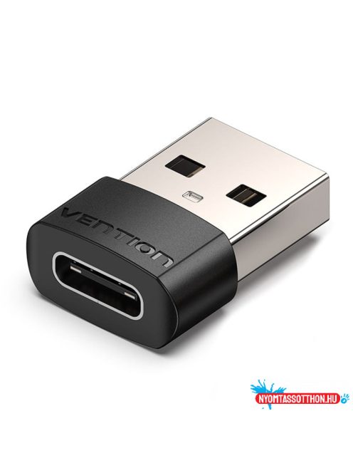 Vention USB-A 2.0/M -> USB-C/F, (PVC, fekete), adapter