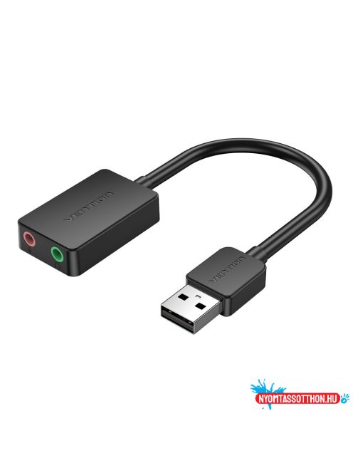 Vention USB-A 2.0/M -> 2*3,5mm/F (külső, fekete), 0,15m, hangkártya