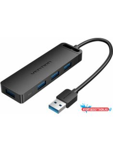 Vention USB 3.0 (4-Portos, táppal, fekete), 15cm hub