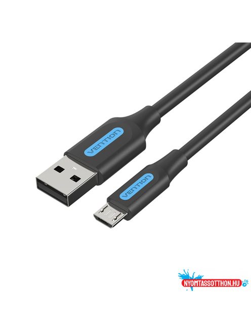 Vention USB-A 2.0/M ->  Micro B/M, 0,5m, (3A, fekete), kábel