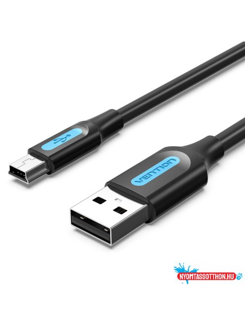 Vention USB-A 2.0/M ->  mini USB-B/M, 1,5m, (PVC,fekete), kábel