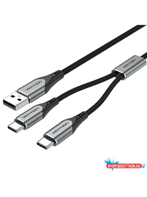 Vention USB-A/M -> 2*USB-C/M, 1m, (3A,60W), kábel