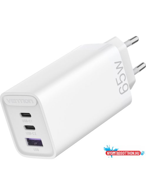 VENTION 3-portos USB(C+C+A) töltő (65W/30W/30W) Fehér