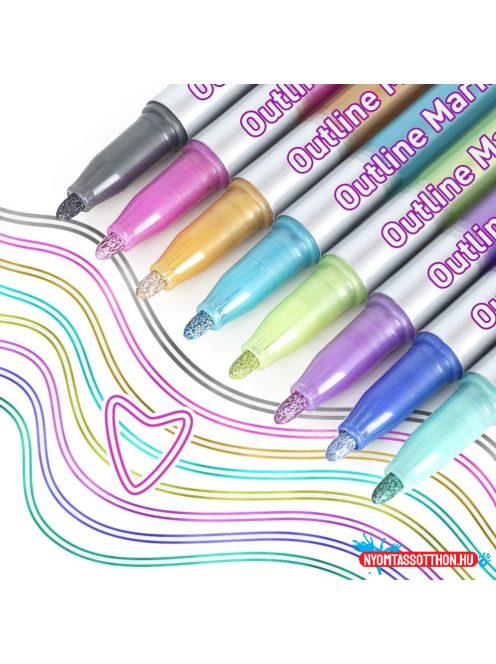 Kontúrfilc készlet - 8 Gel Outlinepen - Vízálló