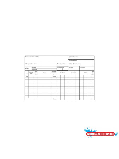 Raktárkészlet nyilvántartólap A5 B.12-151