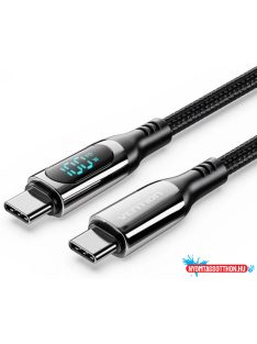   Vention USB-C 2.0/M, 1,2m, (szövet,5A,fekete, LED kijelzővel), kábel