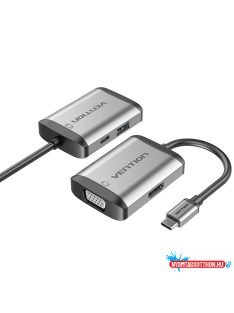   VENTION Type-C to HDMI/VGA/USB3.0/PD Converter 0.15M Gray Metal Type