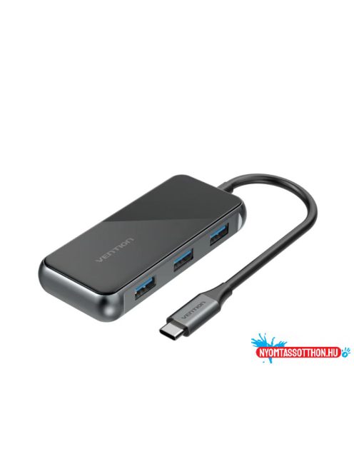 VENTION Multi-function USB-C to HDMI/ USB3.0*3/PD Dokkoló 0.15M Gray Mirrored Surface Type