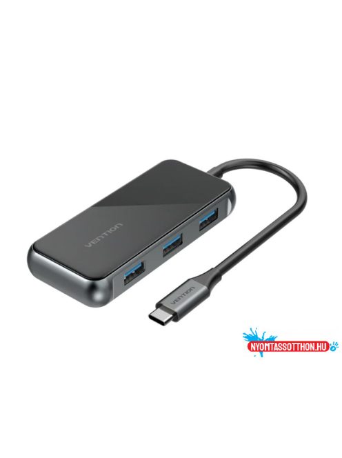 VENTION Multi-function USB-C to USB3.0*4/PD Dokkoló 0.15M Gray Mirrored Surface Type