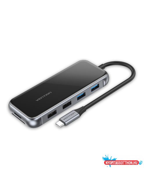 VENTION Multi-function USB-C to HDMI/ VGA/USB3.0*2/USB2.0*2/RJ45/TF/SD/PD Dokkoló 0.15M Gray Mirrored Surface Type