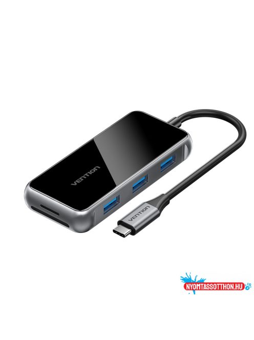 VENTION USB-C to HDMI/USB 3.0x3/SD/TF/PD Dokkoló 0.15M Gray Mirrored Surface Type