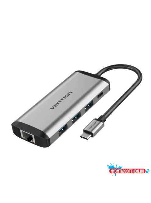 VENTION Multi-function Type-C to HDMI/USB3.0*3/TF/SD/RJ45/3.5mm/PD Dokkoló