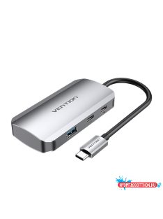   VENTION USB-C to USB-C Gen 1/USB3.0x3/PD Hub 0.15M Gray Aluminum Alloy Type