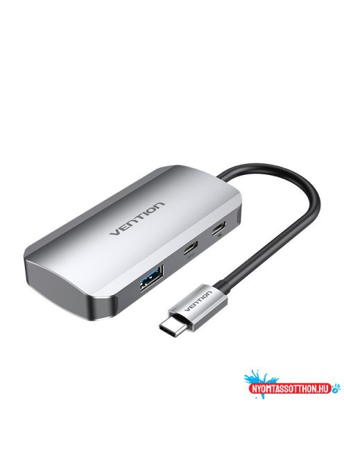 VENTION USB-C to USB-C Gen 1/USB3.0x3/PD Hub 0.15M Gray Aluminum Alloy Type