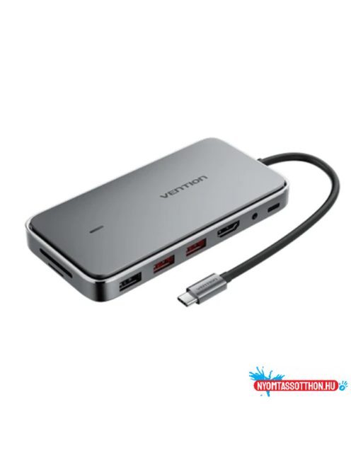 VENTION USB-C to HDMI/USB 3.1 Gen 2-Ax2/USB 2.0/M.2 NGFF/SD/TF/PD/DC 3.5mm SSD Enclosure Dokkoló 0.15M Gray Aluminum Alloy Type