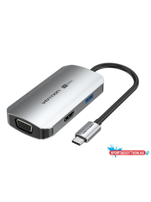 VENTION USB-C to HDMI/VGA/USB 3.0/PD Dokkoló 0.15M Gray Aluminum Alloy Type