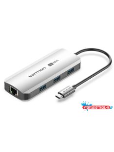   VENTION USB-C to HDMI/USB 3.0 x3/RJ45/PD Dokkoló 0.15M Gray Aluminum Alloy Type