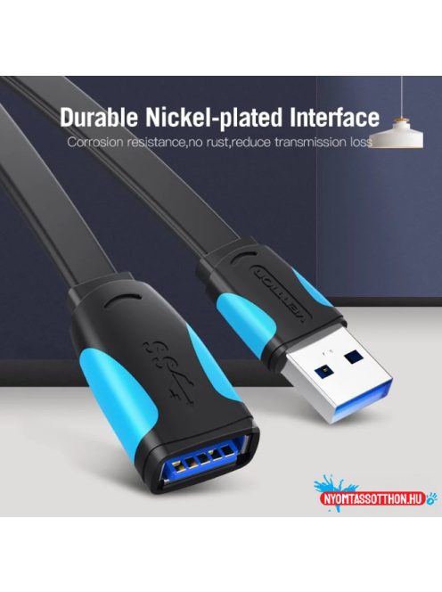 VENTION KÁBEL Lapos USB3.0 Hosszabbító Kábel 2M Black